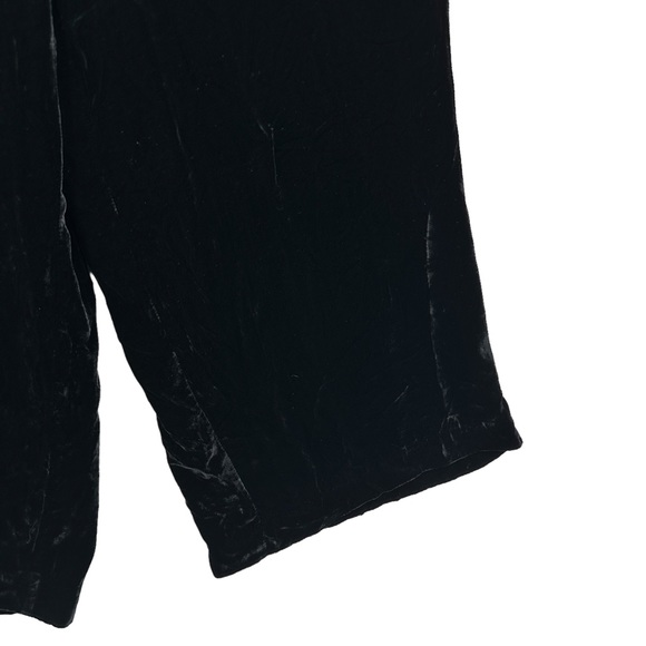 IVY JANE Pants Crushed Velvet Silk Blend Crop Palazzo Wide Leg Black - Picture 5 of 7